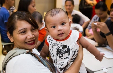 Baby after cleft lip surgery